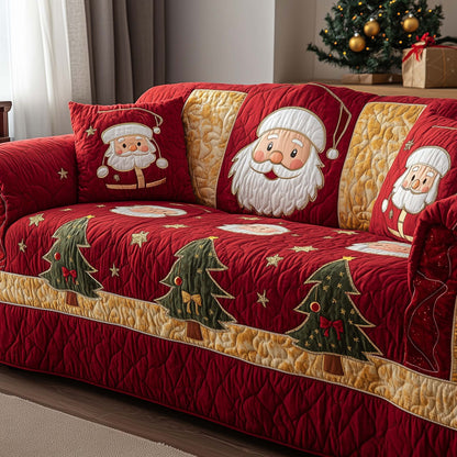 Festive Santa Joy Quilted Sofa Cover Funny Couch Protector Christmas Santa Presents Trendyhomewear - Pvr