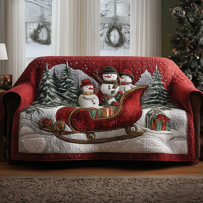 Snowman Lane Quilted Sofa Cover Cozy Snowman Winter Accent Presents For Family