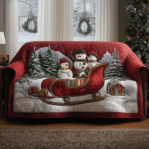 Snowman Lane Quilted Sofa Cover Cozy Snowman Winter Accent Presents For Family