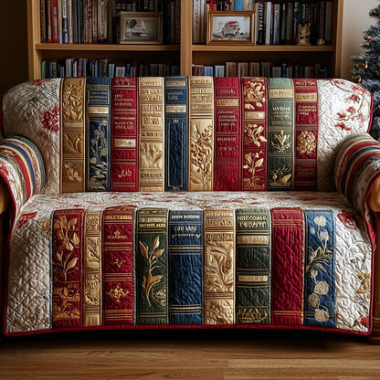 Rustic Book Quilted Sofa Cover Country Wooden Bookshelf Design Christmas Gifts For Book Lovers