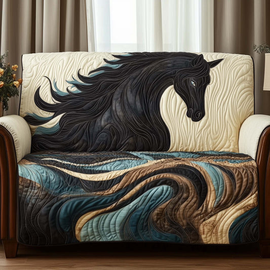 Majestic Black Horse Quilted Sofa Cover Best Christmas Furniture Gifts For Horse Lovers Trendyhomewear - Pvr