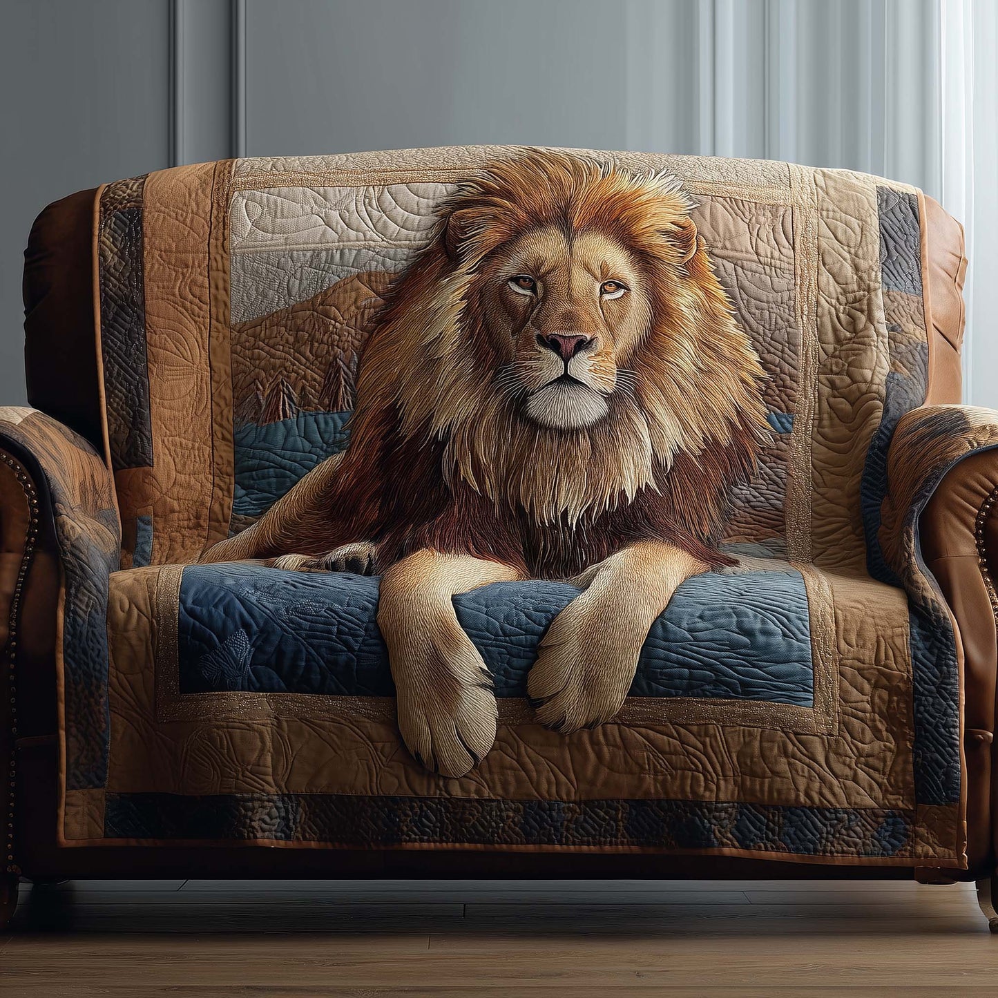 Lion King Quilted Sofa Cover Christmas Holiday Sofa Furniture Gifts For Lion Lovers Trendyhomewear - Pvr