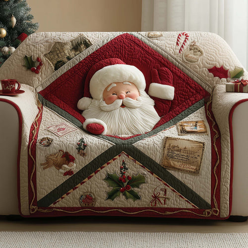 Santa Bliss Quilted Sofa Cover Holiday Sofa Protector Santa Lover Christmas Gift Ideas Trendyhomewear - Pvr