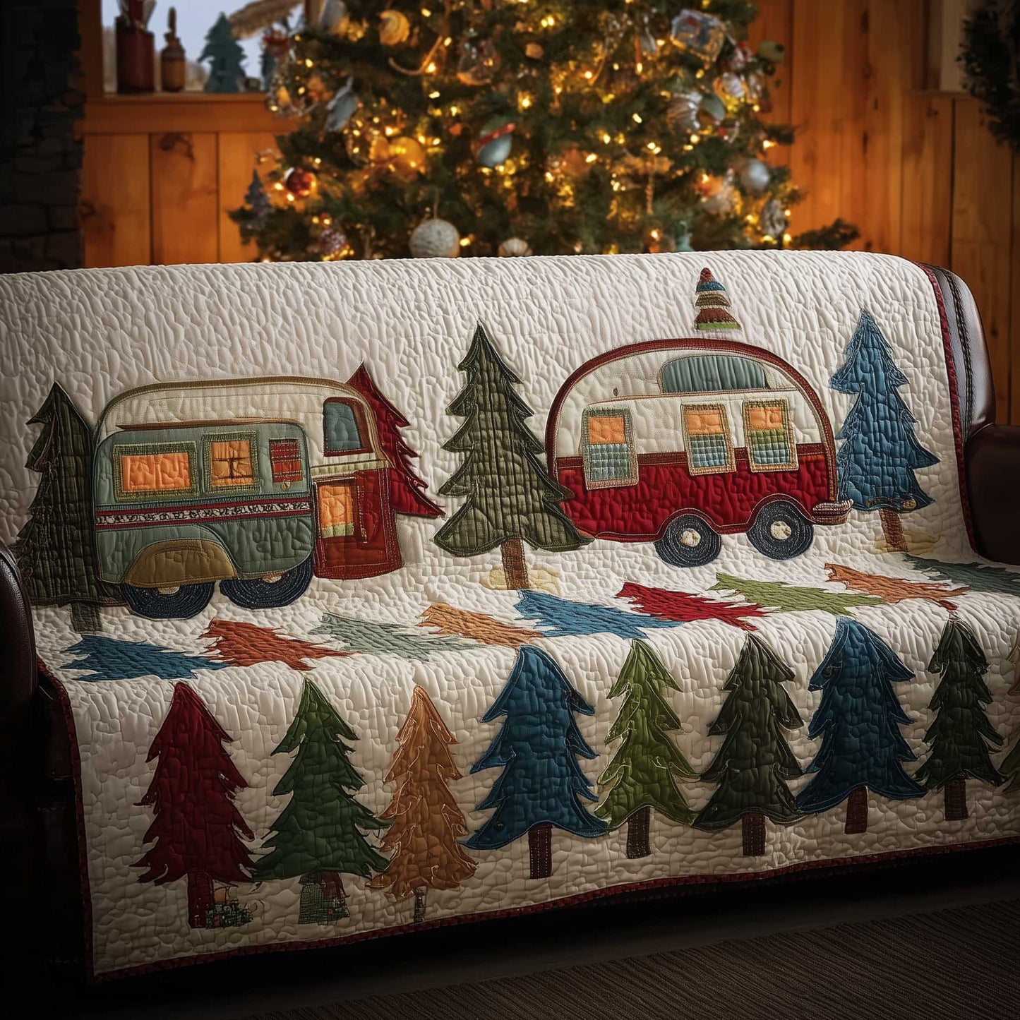Cozy Camper Quilted Sofa Cover Happy Camper Van Motif Gifts For A Sky Trip