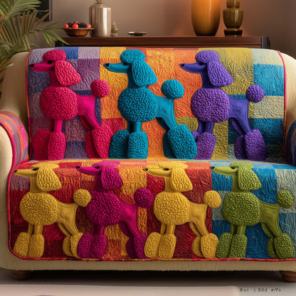 Poodle Dog Colorful Quilted Sofa Cover Cozy Winter Sofa Furniture Dog Lover Gift Ideas Trendyhomewear - Pvr