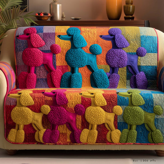 Poodle Dog Colorful Quilted Sofa Cover Cozy Winter Sofa Furniture Dog Lover Gift Ideas Trendyhomewear - Pvr