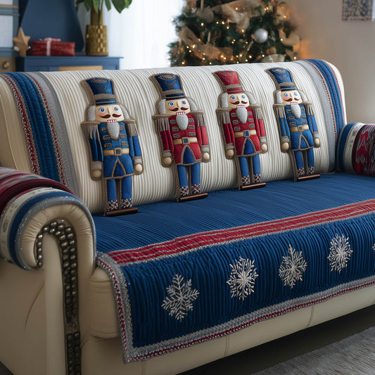 Nutcracker Soldiers Quilted Sofa Cover Christmas Sofa Protector Cozy Nutcracker Gifts Trendyhomewear - Pvr