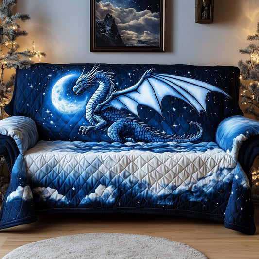 Dragon Winter God Quilted Sofa Cover Christmas Sofa Protector Dragon Lover Gifts For Him Trendyhomewear - Pvr