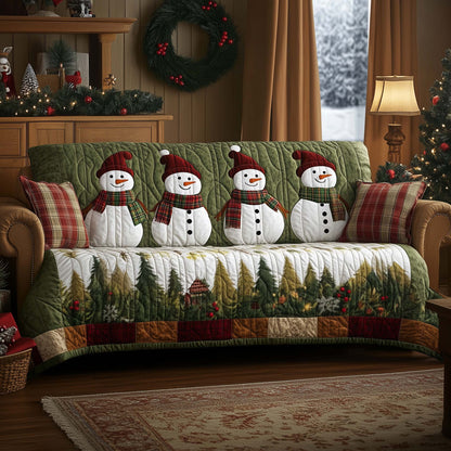 Snowman Jingle Quilted Sofa Cover Holiday Sofa Pad Cozy Snowman Item Gifts For Her Trendyhomewear - Pvr