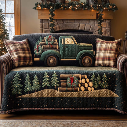 Farmhouse Rustic Truck Quilted Sofa Cover Lovely Sofa Protector Xmas Item Gifts For Farmer Trendyhomewear - Pvr