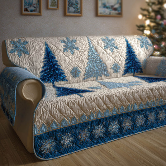 Sparkling Christmas Quilted Sofa Cover Shimmering Festive Lights Family Gift Ideas