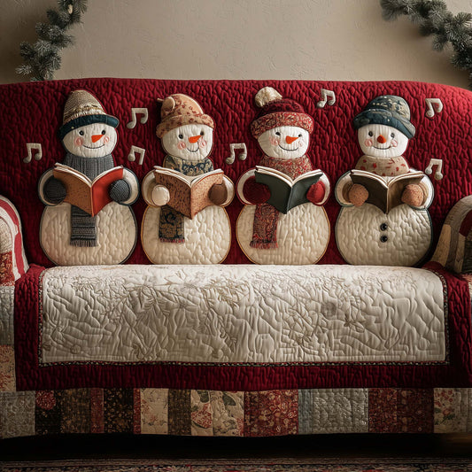 Snowman Reading Quilted Sofa Cover Christmas Couch Cushion Funny Snowman Related Gifts Trendyhomewear - Pvr