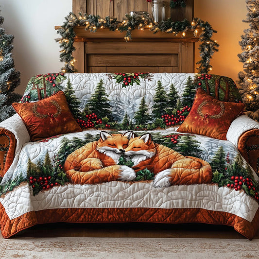 Fox Napping Quilted Sofa Cover Xmas Holiday Couch Cushion Lovely Fox Themed Gift Ideas Trendyhomewear - Pvr