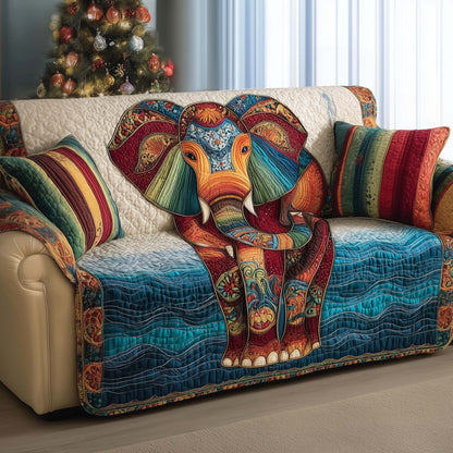 Elephant Art Quilted Sofa Cover Xmas Sofa Protector Elephant Last Christmas Gifts To Get Trendyhomewear - Pvr
