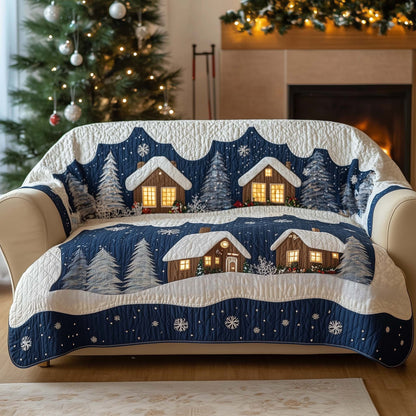 Snow Village Quilted Sofa Cover Holiday Village Art Design Gifts For House Warming