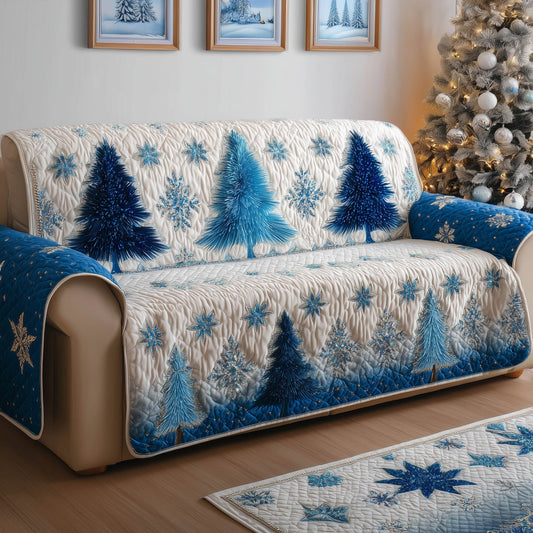 Sparkling Christmas Quilted Sofa Cover Glittering Holiday Ornament Design Family Gift Ideas