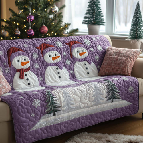 Christmas Snowman Quilted Sofa Cover Winter Fun Snowman Design Presents For Family