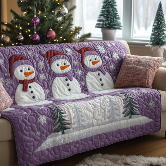 Christmas Snowman Quilted Sofa Cover Winter Fun Snowman Design Presents For Family