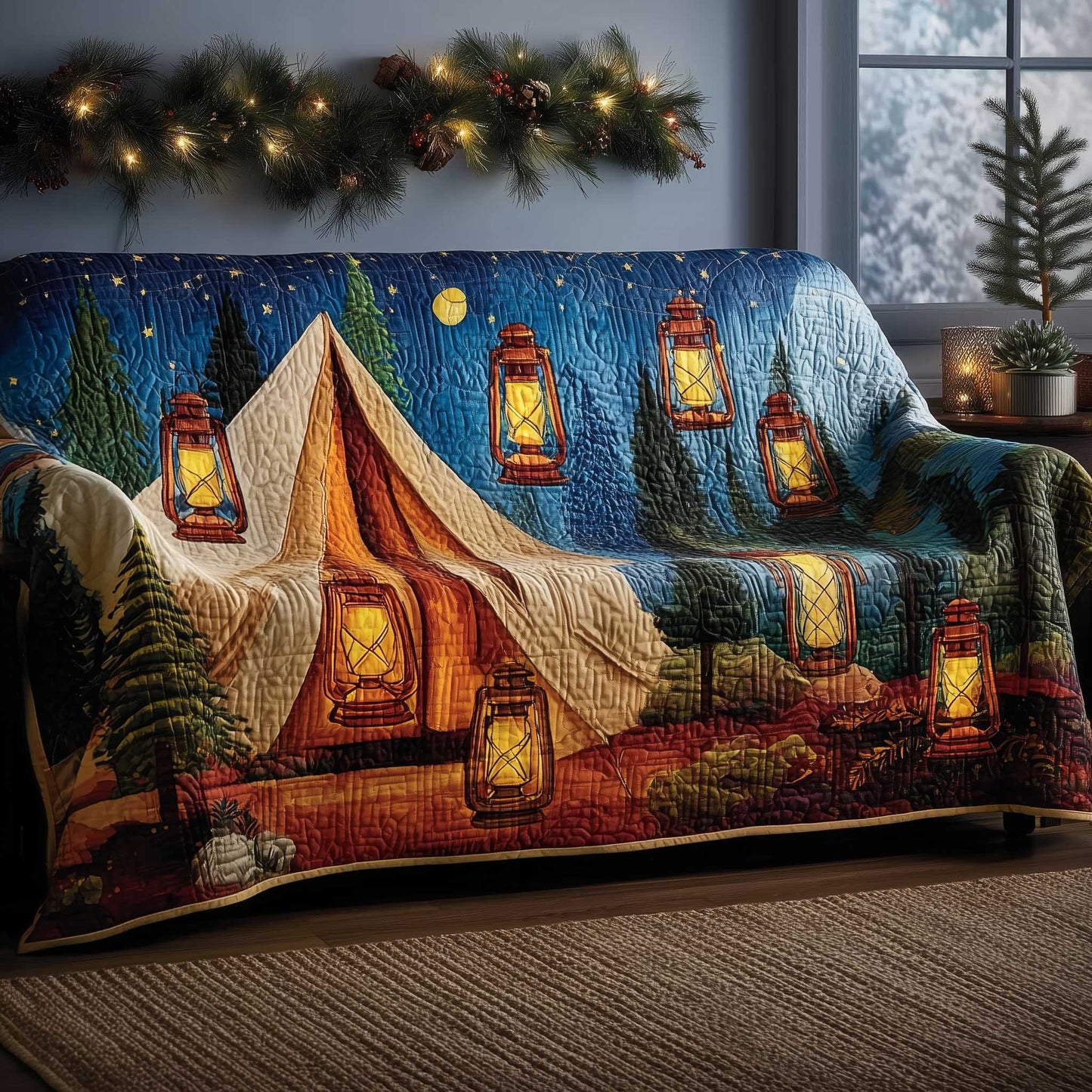 Cozy Camper Quilted Sofa Cover Road Trip RV Accent Gifts For A Sky Trip
