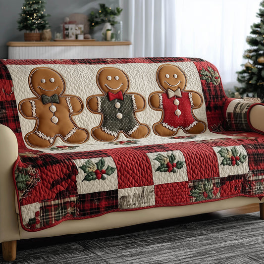 Gingerbread Quilted Sofa Cover Cookie Decorating Theme Cover Best Gift For Sweet Lover