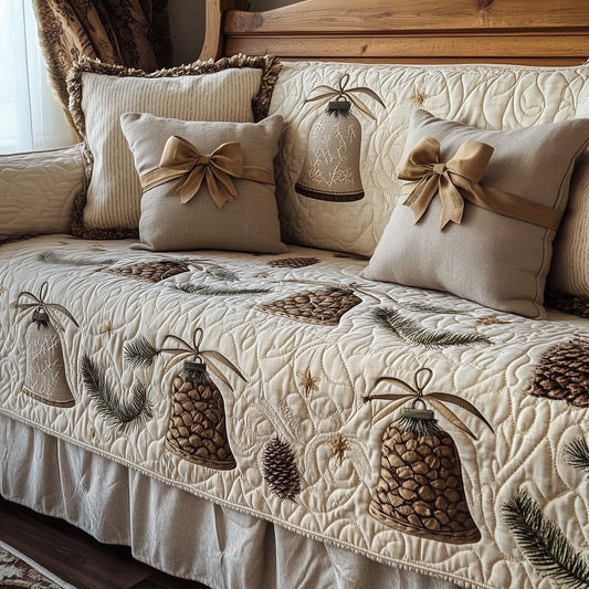 Christmas Bells Quilted Sofa Cover Christmas Holiday Sofa Furniture Elegant Xmas Gifts Trendyhomewear - Pvr