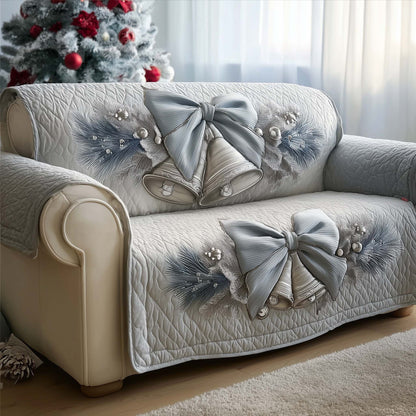 Christmas Bells Quilted Sofa Cover Cozy Winter Sofa Protector Cool Xmas Bell Gift Ideas Trendyhomewear - Pvr