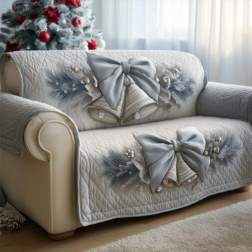 Christmas Bells Quilted Sofa Cover Cozy Winter Sofa Protector Cool Xmas Bell Gift Ideas Trendyhomewear - Pvr