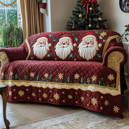 Santa Christmas Joy Quilted Sofa Cover Christmas Sofa Furniture Santa Themed Gift Decor Trendyhomewear - Pvr