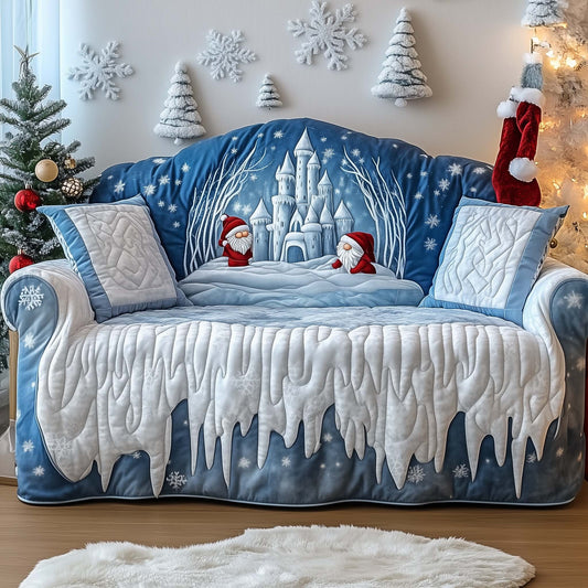 Christmas Gnomes Quilted Sofa Cover Funny Xmas Sofa Protector Lovely Gnomes Gift Ideas Trendyhomewear - Pvr