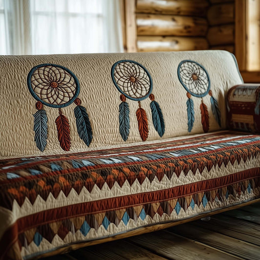 Dreamcatcher Tribal Whisper Quilted Sofa Cover Winter Couch Protector Native American Gifts Trendyhomewear - Pvr