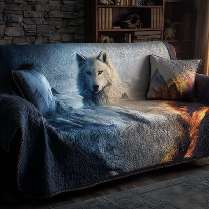 Snowy Wolf Quilted Sofa Cover Holiday Sofa Furniture Wolf Gifts Decor For Christmas Trendyhomewear - Pvr