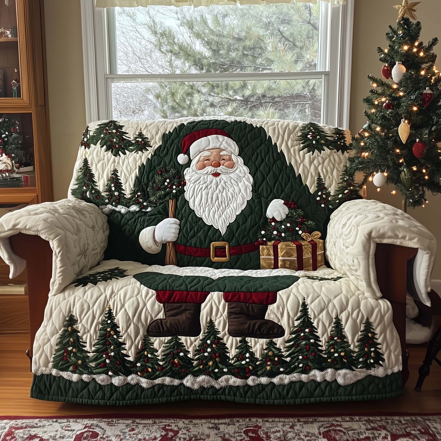 Santa Christmas Day Quilted Sofa Cover Cool Holiday Sofa Furniture Santa Related Gifts Trendyhomewear - Pvr