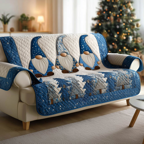 Festive Gnome Quilted Sofa Cover Xmas Couch Protector Cozy Sofa Decor Gnome Gifts Trendyhomewear - Pvr