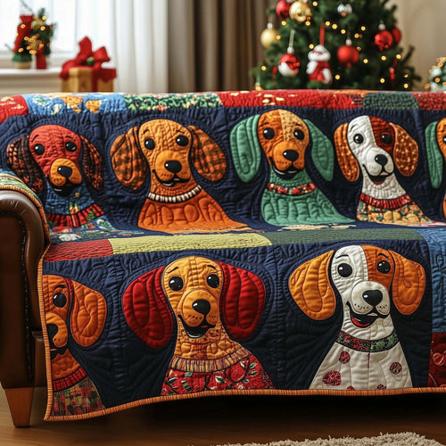 Dachshund Friendly Quilted Sofa Cover Cool Xmas Sofa Furniture Dachshund Related Gifts Trendyhomewear - Pvr