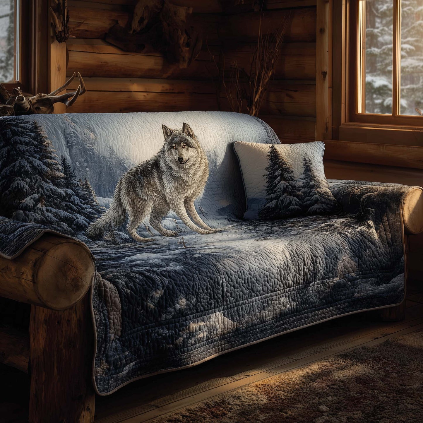 Wolf Wander Quilted Sofa Cover Lovely Christmas Sofa Protector Xmas Wolf Item Gifts Trendyhomewear - Pvr