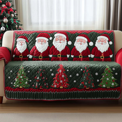 Santa Ho Ho Home Quilted Sofa Cover Festive Holiday Couch Decor Best Santa Gift Ideas Trendyhomewear - Pvr