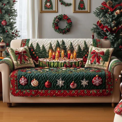 Christmas Cake Quilted Sofa Cover Winter Holiday Couch Protector Novelty Cake Lover Gifts Trendyhomewear - Pvr