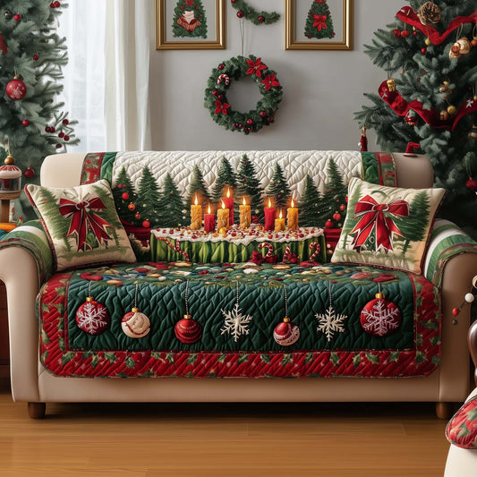 Christmas Cake Quilted Sofa Cover Winter Holiday Couch Protector Novelty Cake Lover Gifts Trendyhomewear - Pvr