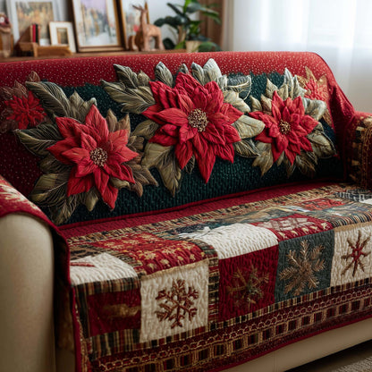 Poinsettia In Red Quilted Sofa Cover Cool Sofa Protector Poinsettia Presents Xmas Decoration Trendyhomewear - Pvr