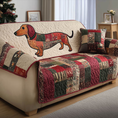 Dachshund Abstract Quilted Sofa Cover Winter Sofa Protector Xmas Dachshund Lover Gifts Trendyhomewear - Pvr