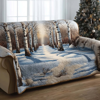 Snow Forest Quilted Sofa Cover Cozy Couch Protector Cool Forest Gifts For Christmas Holiday Trendyhomewear - Pvr