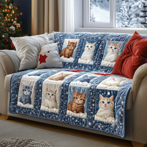 Cat Lovely Pet Quilted Sofa Cover Cute Holiday Couch Protector Christmas Decor Cat Gifts Trendyhomewear - Pvr