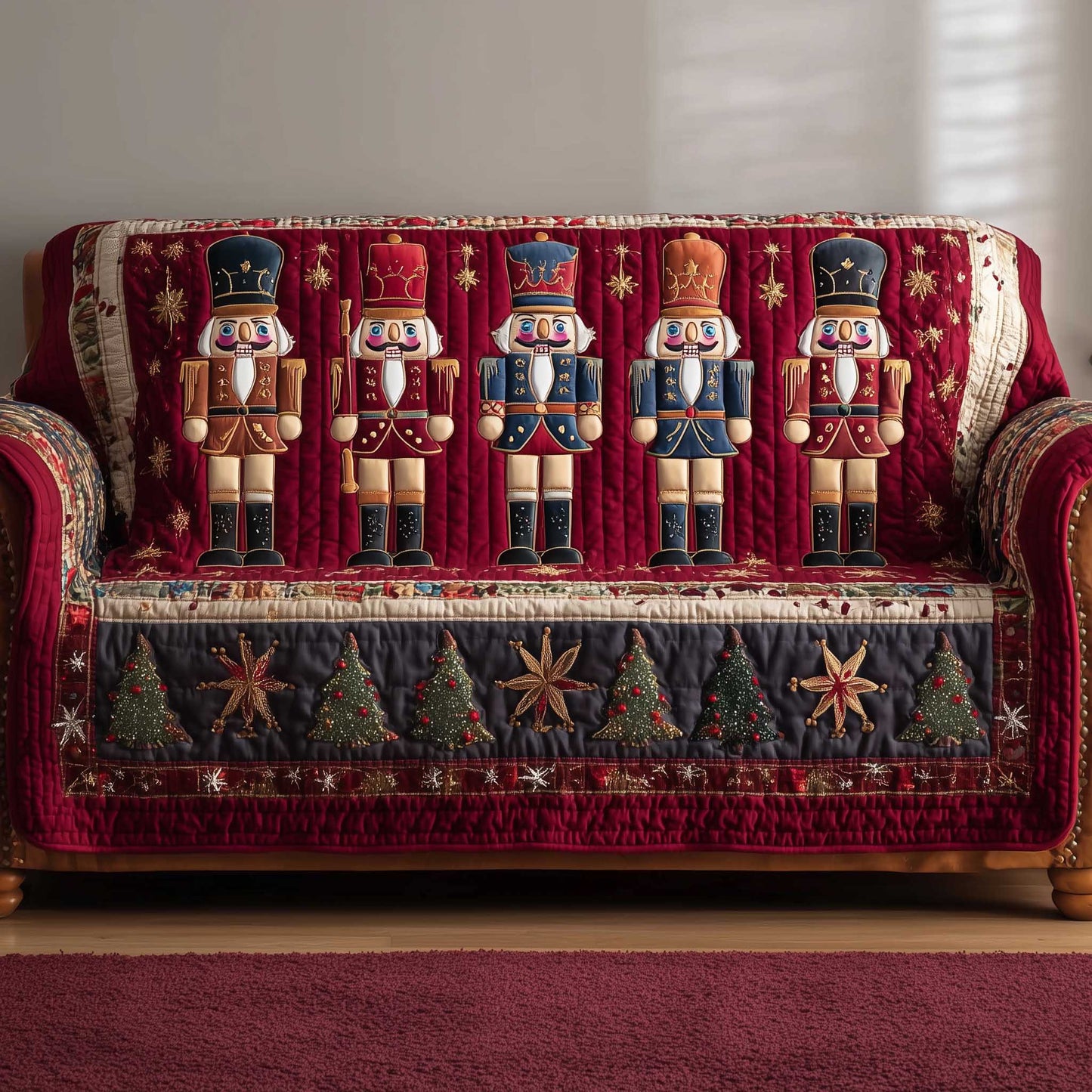 Nutcracker Festive Soldier Quilted Sofa Cover Cozy Christmas Sofa Pad Nutcracker Gifts Trendyhomewear - Pvr