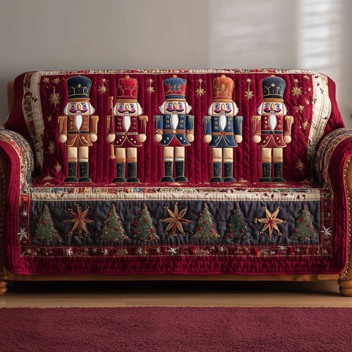 Nutcracker Festive Soldier Quilted Sofa Cover Cozy Christmas Sofa Pad Nutcracker Gifts Trendyhomewear - Pvr