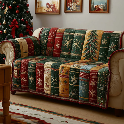 Fabric Samples Quilted Sofa Cover Festive Couch Protector Cozy Christmas Decor Gifts Trendyhomewear - Pvr