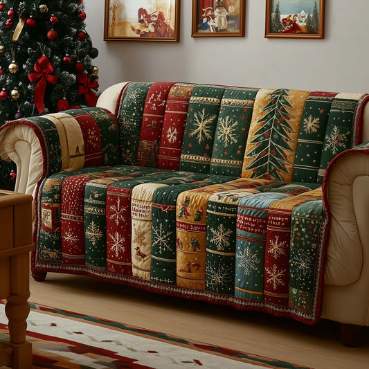 Fabric Samples Quilted Sofa Cover Festive Couch Protector Cozy Christmas Decor Gifts Trendyhomewear - Pvr