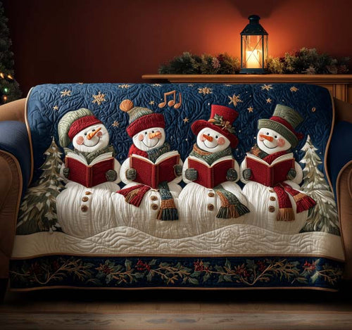 Snowman Reading Quilted Sofa Cover Festive Holiday Couch Decor Reading Lovers Gift Ideas Trendyhomewear - Pvr