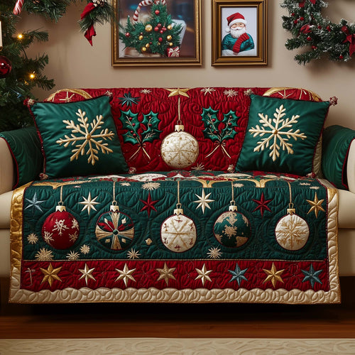 Xmas Ornament Quilted Sofa Cover Christmas Holiday Sofa Furniture Ornament Based Gifts Trendyhomewear - Pvr