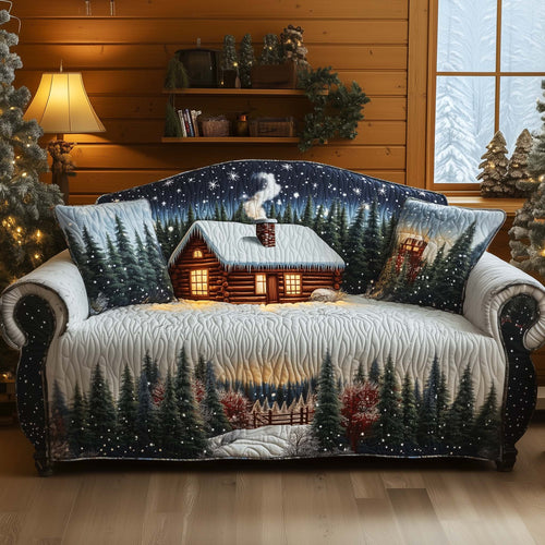 Cabin Starry Night Quilted Sofa Cover Festive Sofa Furniture Cabin Inspired Gifts Decor Trendyhomewear - Pvr