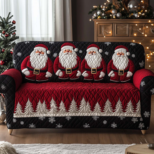 Santa Ho Ho Ho Holiday Quilted Sofa Cover Festive Couch Furniture Cool Santa Gift Items Trendyhomewear - Pvr